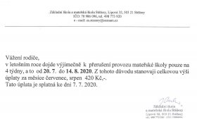MŠ | Přerušení provozu o letních prázdninách